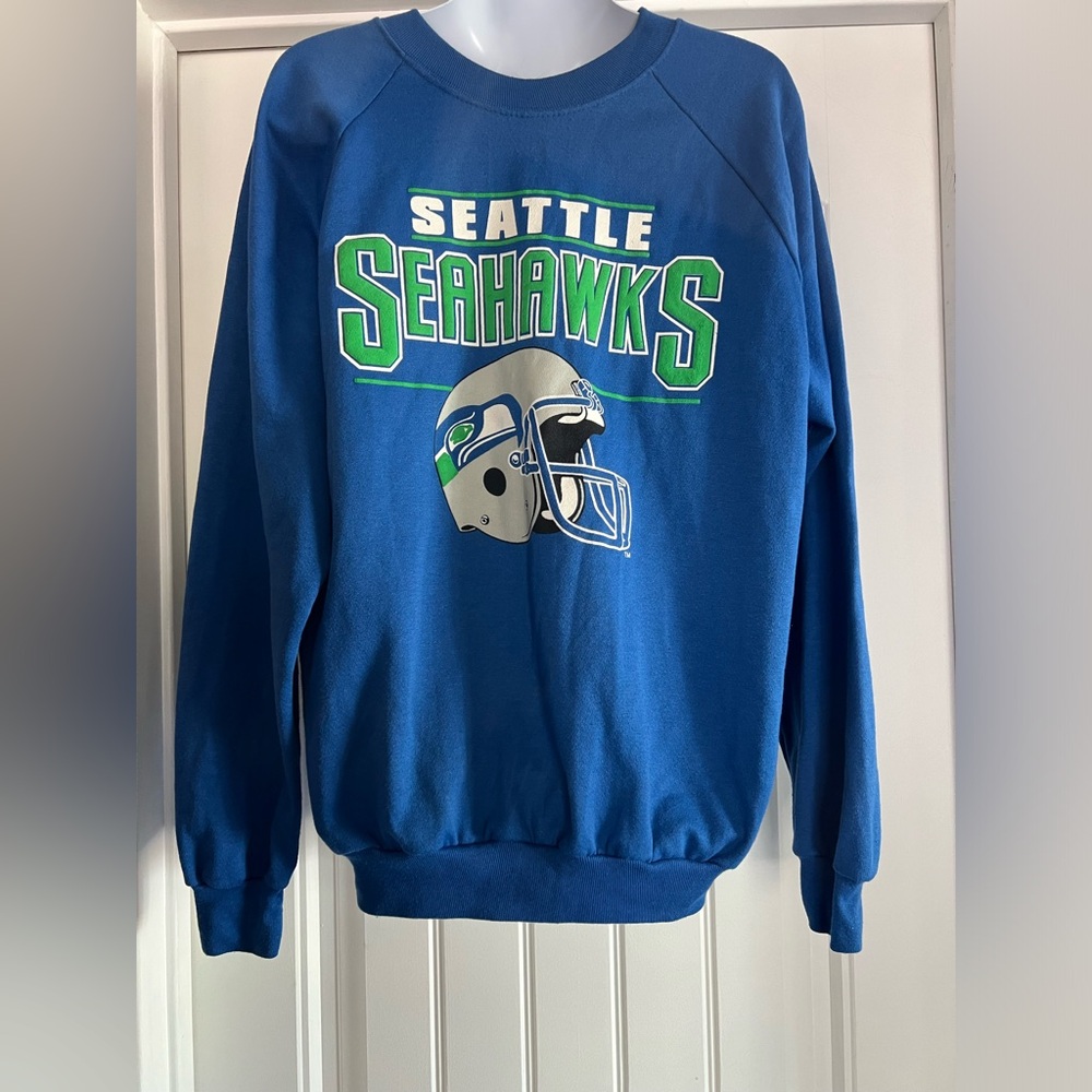 Vintage 80’s Seattle Seahawks Graphic Crewneck Sweatshirt Large USA